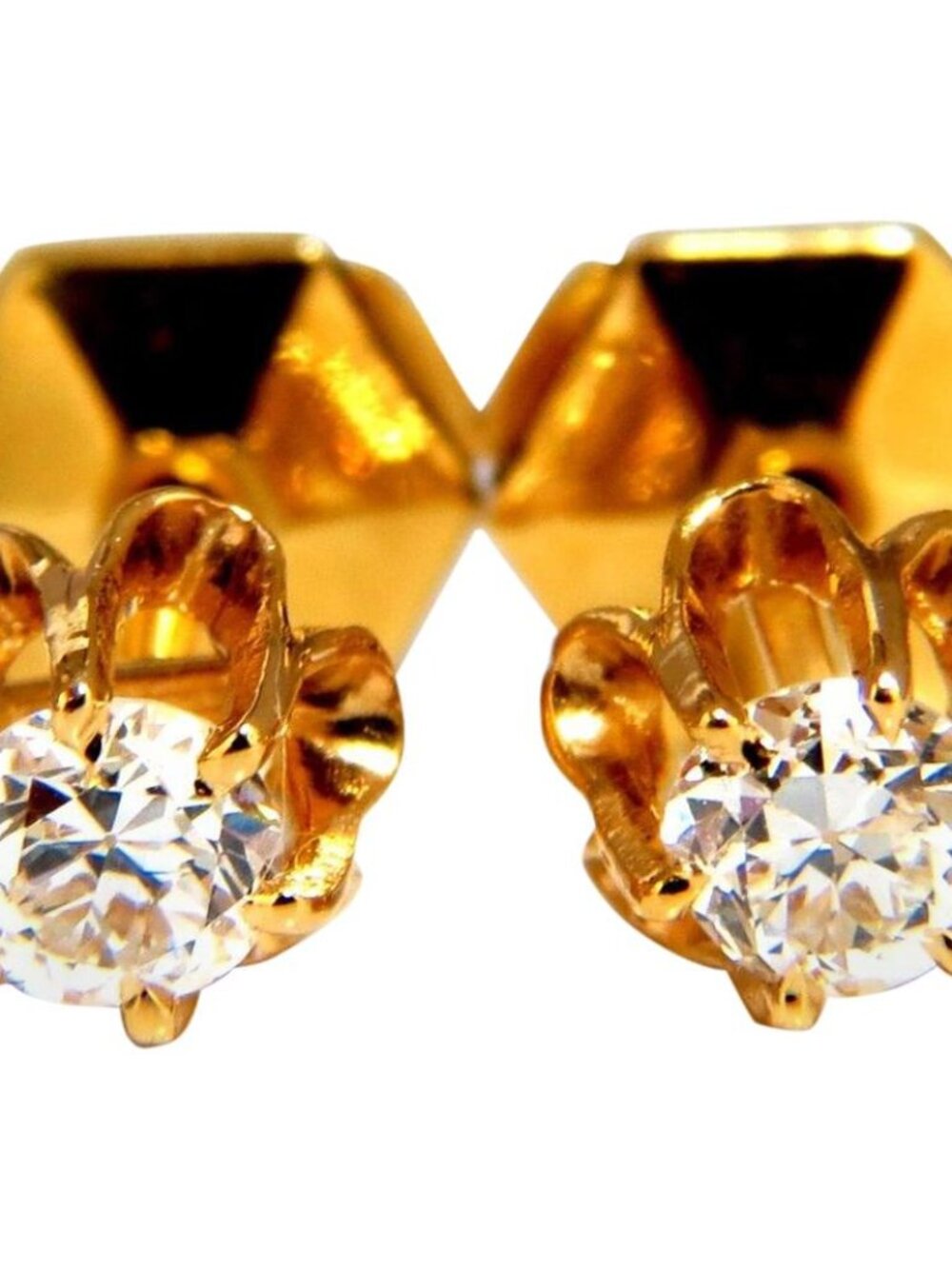 .50ct natural round single cut diamond stud earrings 14kt Victorian*